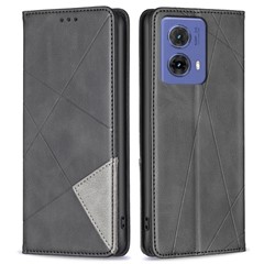 For Motorola Moto G85 5G / S50 Neo 5G Case PU Leather Phone Cover with Card Slots Stand - Black