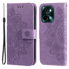 For vivo Y28 4G / iQOO Z9x 5G Case Floral Pattern PU Leather Wallet Stand Phone Cover - Purple