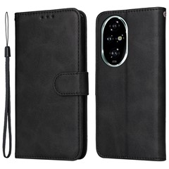 For Honor 200 Pro 5G Case PU Leather Wallet Card Slots Flip Phone Cover - Black