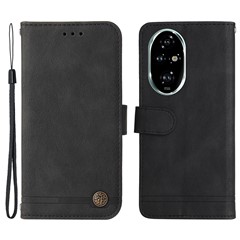 For Honor 200 Pro 5G Leather Wallet Cases Skin Touch Phone Cover Stand with Strap - Black