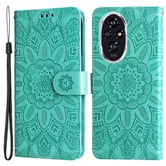For Honor 200 5G Case Sunflower PU Leather Phone Cover Wallet Stand View - Green