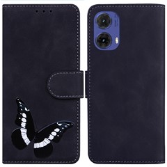 For Motorola Moto G85 5G / S50 Neo 5G Case Butterfly Printed PU Leather Stand Phone Cover - Black