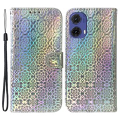 For Motorola Moto G85 5G / S50 Neo 5G Case Dazzling Flower Protective Leather Phone Cover - Grey