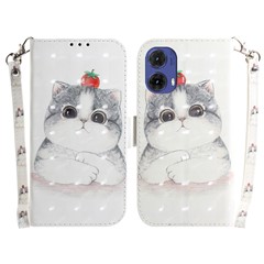 For Motorola Moto G85 5G / S50 Neo 5G Phone Case Wallet Leather Phone Stand Cover with Pattern Printing - Cute Cat