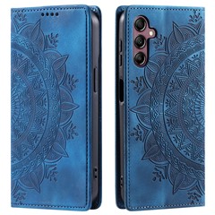 Style 010 Wallet Magnetic Phone Stand Case for Samsung Galaxy S24 FE Imprinted  PU Leather Phone Cover - Blue