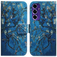 Stand Phone Case for Samsung Galaxy S24 FE Wallet Pattern Printing Leather Phone Cover - Apricot Flowers