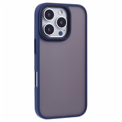 For iPhone 16 Pro Max Case PC+TPU  Frosted Translucent Back Phone Cover - Blue