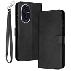 For Honor 200 5G Case Card Slots Holder Leather Phone Cover Handbag Calf Texture - Black