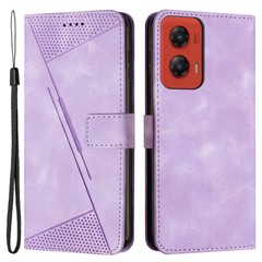 For Motorola Moto G Stylus 5G (2024) Wallet Case PU Leather Phone Cover Triangle Imprinted - Purple