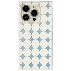 For iPhone 14 Pro Case White Polka Dots Matte TPU Phone Cove Laser Effect