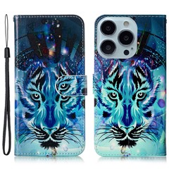 For iPhone 16 Pro Max Case Pattern Printed Leather Phone Cover with Stand 3 Card Holder - Wolf