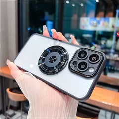 For iPhone 14 Pro Max Case Magnetic Rotating Kickstand PC+TPU Phone Cover with Lens Film - Black