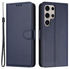 For Samsung Galaxy S23 Ultra Stand Case Anti-Drop Leather Wallet Phone Cover - Blue