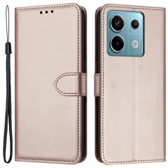 For Xiaomi Redmi Note 13 5G Case Stand Wallet Phone Leather Cover - Rose Gold