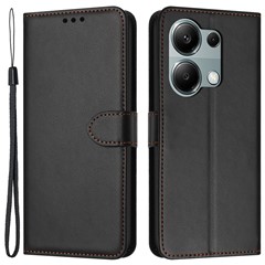 For Xiaomi Redmi Note 13 Pro 4G / Poco M6 Pro 4G Case Leather Stand Wallet Phone Cover - Black