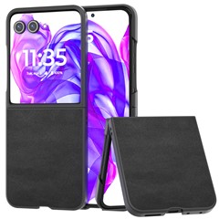 ABEEL For Motorola Razr 50 Ultra 5G Case Cowhide Texture Anti-Drop PU+PC Phone Cover - Black