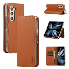 ABEEL For Samsung Galaxy Z Fold6 5G Phone Case RFID Blocking Leather Flip Cover - Brown