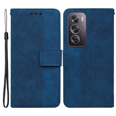 For Oppo Reno12 Pro 5G (Global) Phone Case Geometry Pattern Leather Wallet Cover - Blue