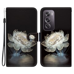 For Oppo Reno12 Pro 5G (Global) Wallet Case Pattern Print Leather Phone Cover - Crystal Peony