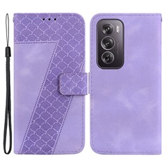 For Oppo Reno12 Pro 5G (Global) Case Leather Phone Cover 7-Shaped Pattern Imprint - Purple