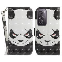 For Oppo Reno12 Pro 5G (Global) Wallet Case 3D Pattern Print Leather Phone Cover - Angry Panda