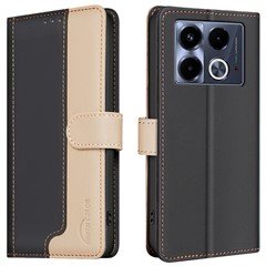 BINFEN COLOR BF33 For Infinix Note 40 Case RFID Blocking Leather Phone Cover Wallet - Black