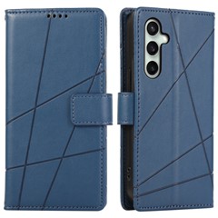 DF-06 For Samsung Galaxy S24 FE Wholesale Phone Case Line Imprint Leather Flip Wallet Cover - Blue