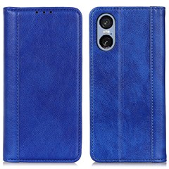 For Sony Xperia 5 VI Wallet Case Split Leather Litchi Texture Phone Cover - Blue