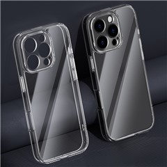 For iPhone 14 Pro Max Clear Case TPU+Tempered Glass Protective Phone Cover