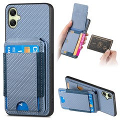 C1-12 For Samsung Galaxy A05 4G Case Carbon Fibre Leather Coated PC + TPU Phone Cover Kickstand - Blue