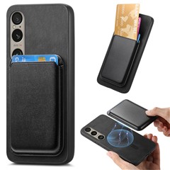 B2 For Sony Xperia 1 VI Case Leather+TPU Phone Cover with Detachable Card Bag - Black