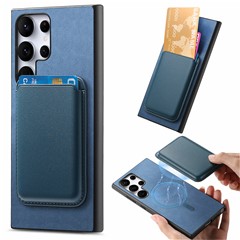 B2 For Samsung Galaxy S23 Ultra Case Card Bag Detachable 2-in-1 Leather Back Phone Cover - Blue