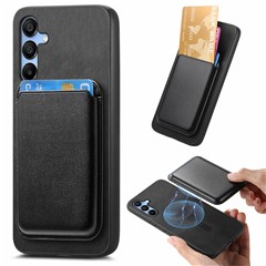 B2 For Samsung Galaxy A25 5G (Global) (161.0 X 76.5 X 8.3mm) Magnetic Phone Case with Card Bag - Black