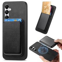 B2 For Samsung Galaxy A05s 4G Magnetic Phone Case Card Bag PU Leather Back Cover - Black
