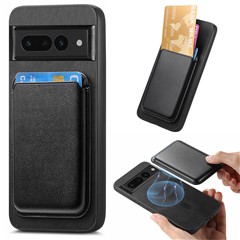 B2 For Google Pixel 7 Pro 5G Magnetic Case Card Holder PU Leather+TPU Phone Cover - Black