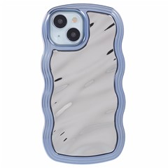 WT Series For iPhone 15 Case Electroplating Back TPU Phone Cover Cute Curly Wave Edge - Sky Blue