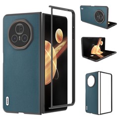 ABEEL For Honor Magic V3 5G Case Genuine Cow Leather+PC Phone Cover Black Edge - Green