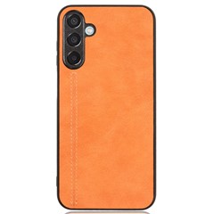 For Samsung Galaxy M15 5G Case Leather Coated PC+TPU Cover Stitching Line - Orange