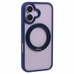 For iPhone 16 Plus Phone Case Ring Holder Kickstand PC+TPU Phone Cover - Blue