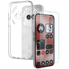 NORTHJO For Nothing Phone (2a) Clear Case Soft TPU Phone Cover with Tempered Glass Screen Protector