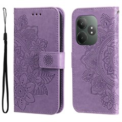 For Realme GT 6 5G / GT Neo6 SE 5G Case Floral Pattern PU Leather Wallet Stand Phone Cover - Purple