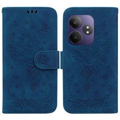 For Realme GT Neo6 SE 5G / Neo6 5G / 6T 5G / 6 5G Case PU Leather Wallet Phone Cover Butterfly Flower Imprint - Blue