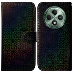 For Oppo Reno12 F 5G Case Dazzling Flower Leather Stand Phone Cover - Black