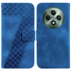 For Oppo Reno12 F 5G Case 7-Shaped Pattern Imprint Leather Stand Phone Cover - Blue