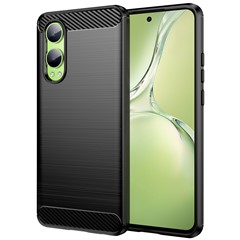 For Oppo K12x 5G (China) / OnePlus Nord CE4 Lite 5G Case Brushed TPU Phone Cover Carbon Fiber Texture - Black