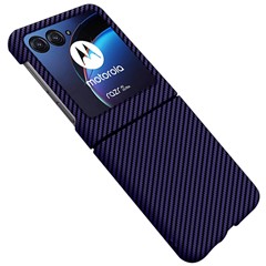 For Motorola Razr 50 5G Case Aramid Fiber+PC Carbon Fiber Texture Phone Cover - Purple