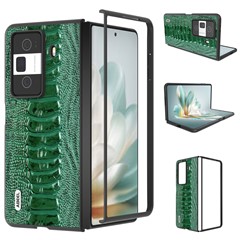 ABEEL For Honor Magic Vs3 5G Case Crocodile Texture Genuine Cow Leather Back Cover - Green
