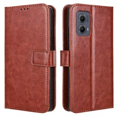 For Motorola Edge (2024) 5G Wallet Phone Case Crazy Horse Texture Leather Flip Cover - Brown