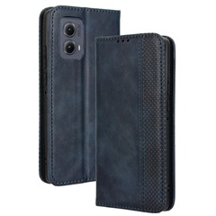 For Motorola Edge (2024) 5G Wallet Case Retro PU Leather Stand Phone Cover - Blue