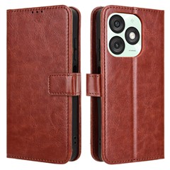For itel A50 Wallet Case Crazy Horse Texture Shockproof Leather Phone Cover - Brown